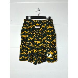 90s NIZX Zubaz Green Bay Packers drawstring shorts gold green 1997 S USA vintage